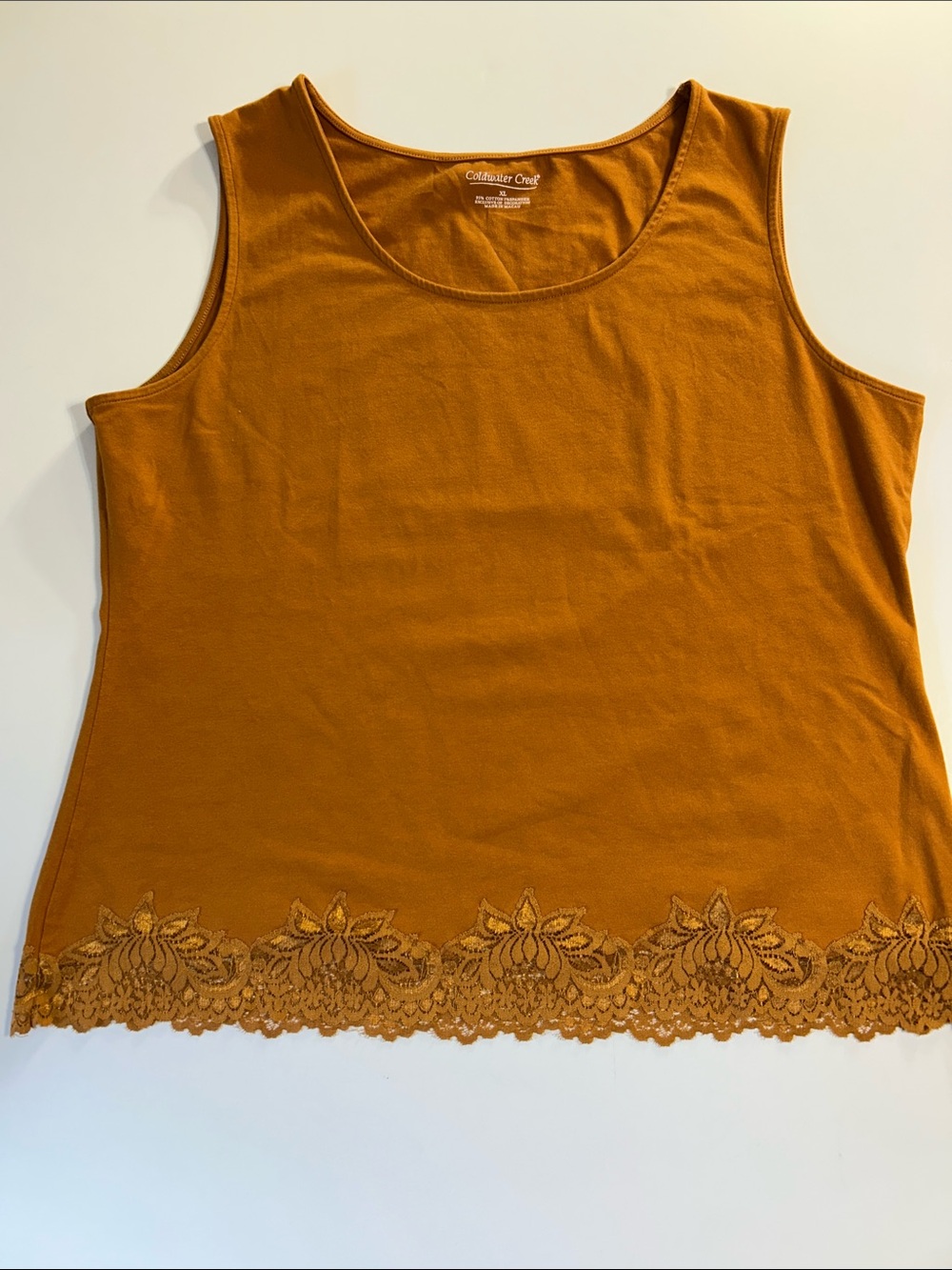 Coldwater Creek Scoop Tank Lace-Hem Rust woman’s XL